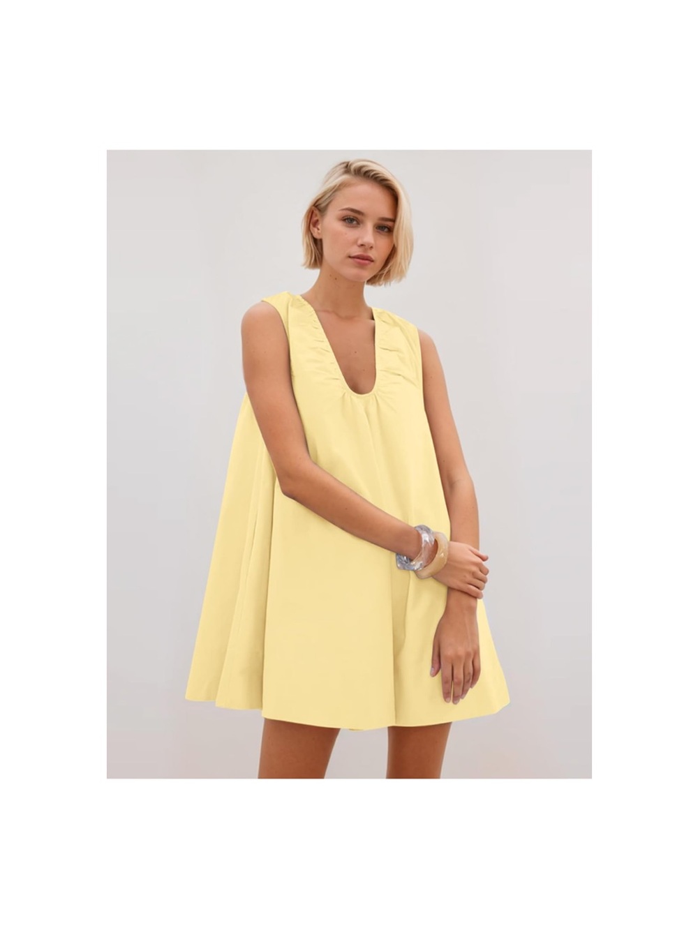 Yellow Sleeveless V-Neck Swing Dress (Diish Gabby Lookalike)